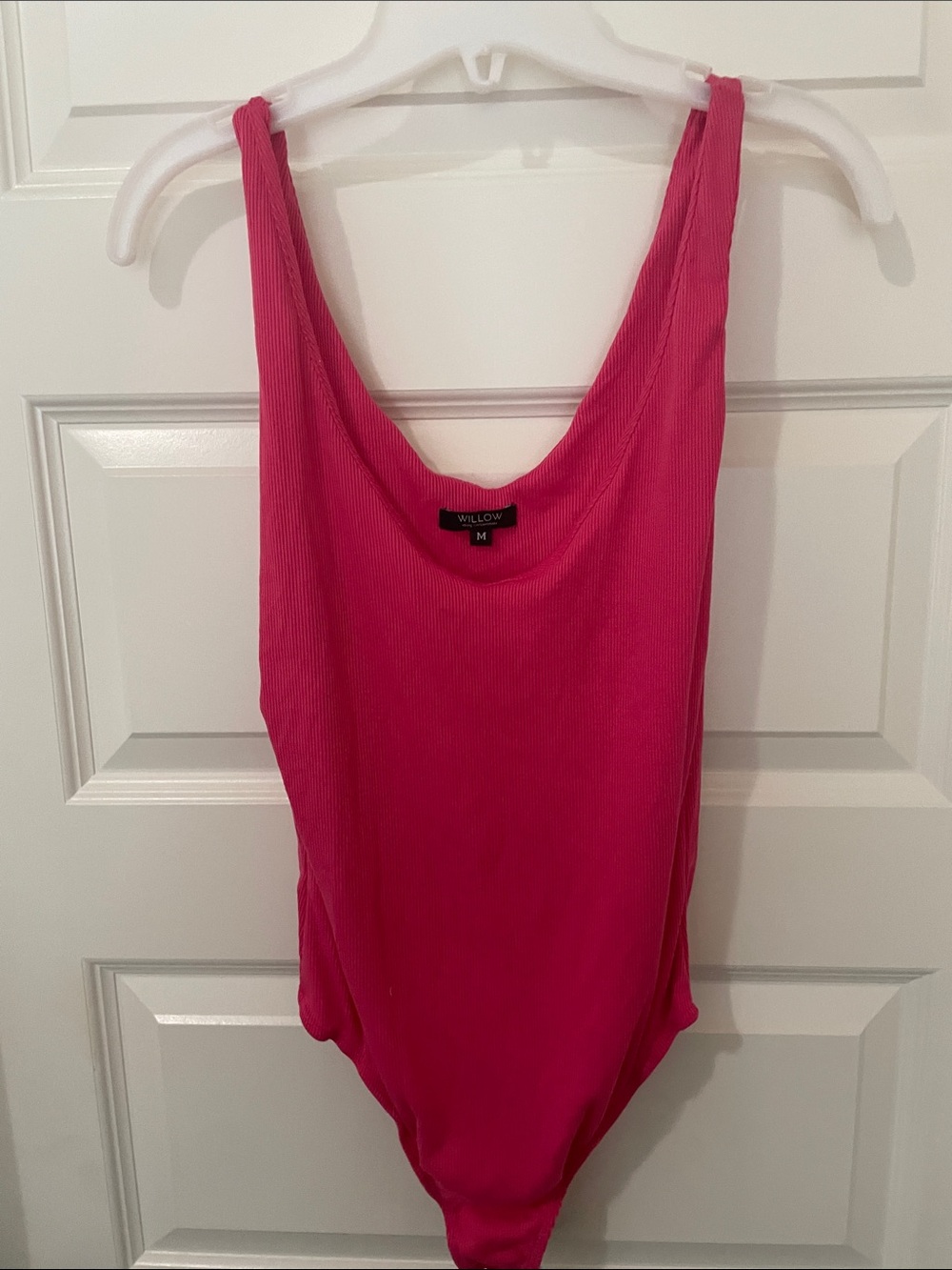 Willow Bright Pink Ribbed Scoop Neck Bodysuit